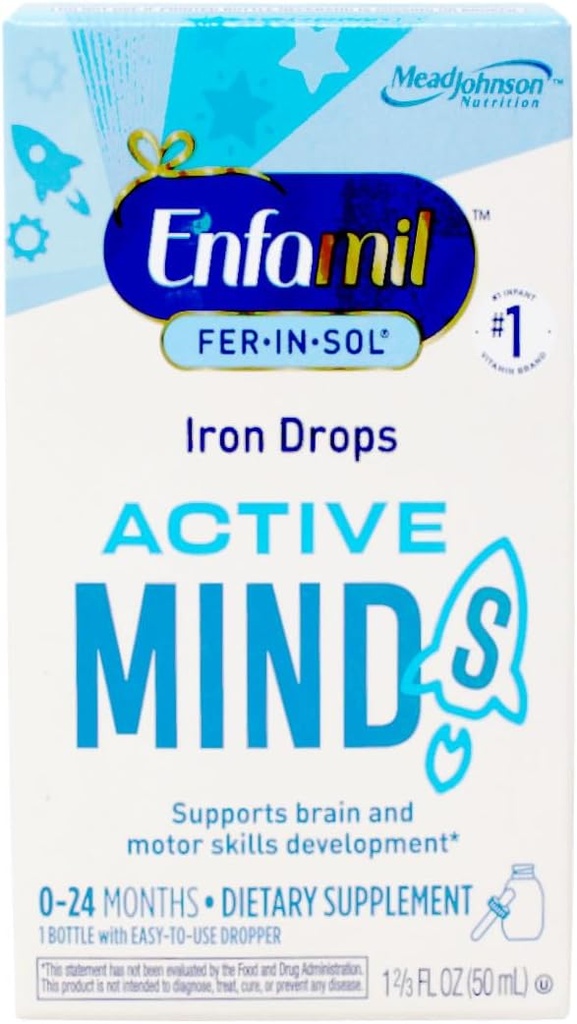 Enfamil Fer-In-Sol Železo Supplement kvapky pre dojčatá a batoľatá, 15 mg , 1,67 fl oz (50 ml)