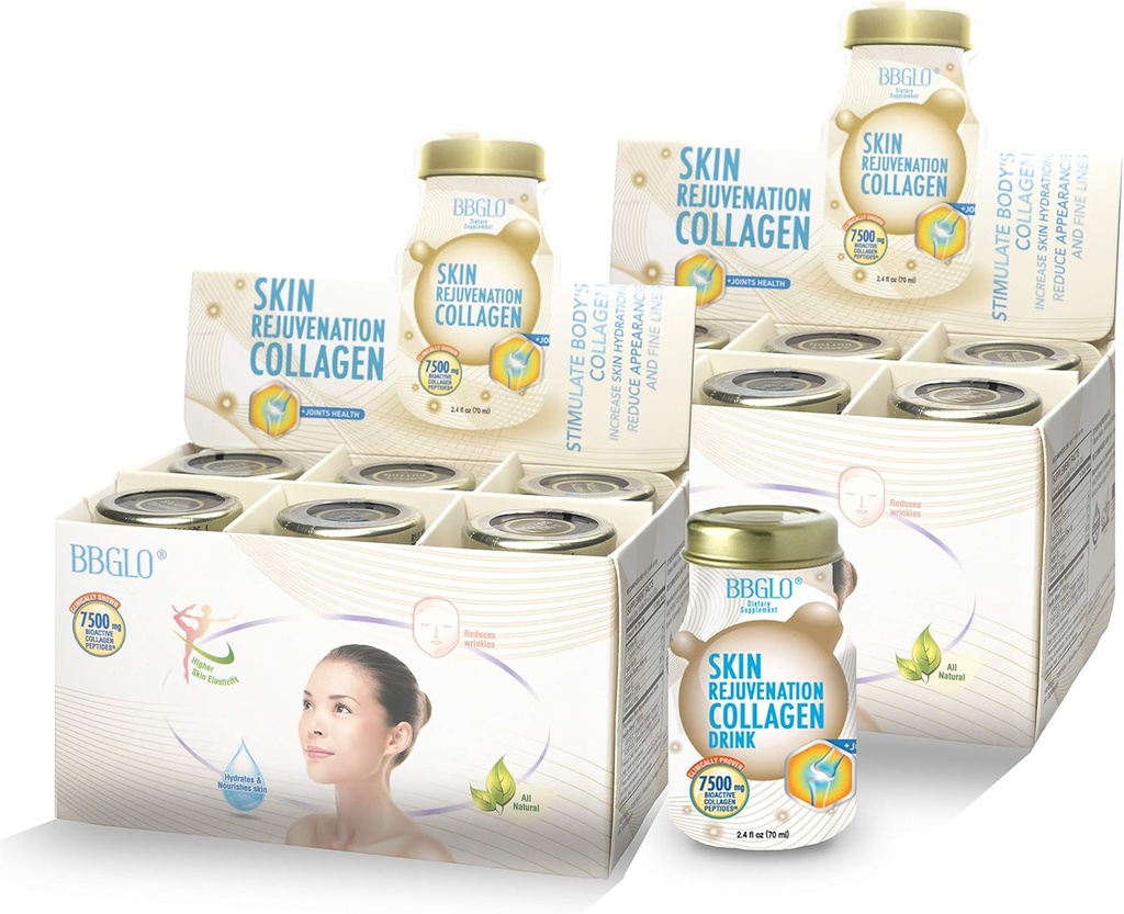 BBGLO® Rejuvenácia kože Kolagén Drink - Anti Aging Complex, 2,4 fl. Oz (12 fliaš, kĺb)