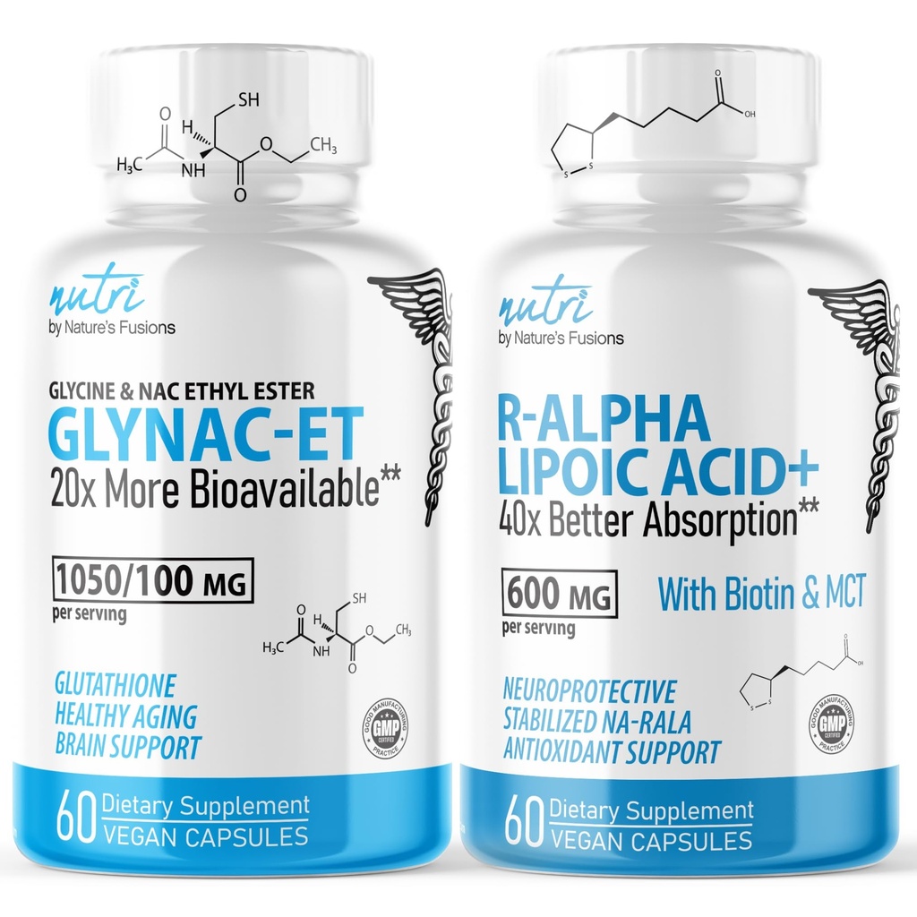 Nature's Fusions GlyNAC-ET (60 kapsúl) - R Alpha Lipoic Acid 600 mg (60 kapsúl) - Anti Aging Bundle