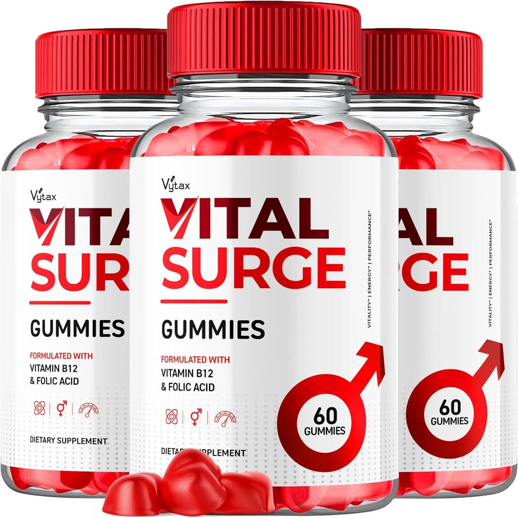 (3 balenia) Vital Surge Gumies, Vital Vital Vital Vital Vitat Surge Advanced Extra sila Formula 1000MG Vigor Pumpa Pánske vitamínové doplnky - Vitalsurge Vitasurge Vitasurge Všetky prírodné zložky Delicious Chews (180 Gummies)