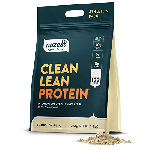 Nuzest - Pea Protein Powder - Clean Lean Protein, Premium Vegan Plant Based Protein Powder, Dairy Free, Gluten Free, GMO Free, Protein Shake, Smooth Vanilla, 100 Servings, 5.5 Lb
