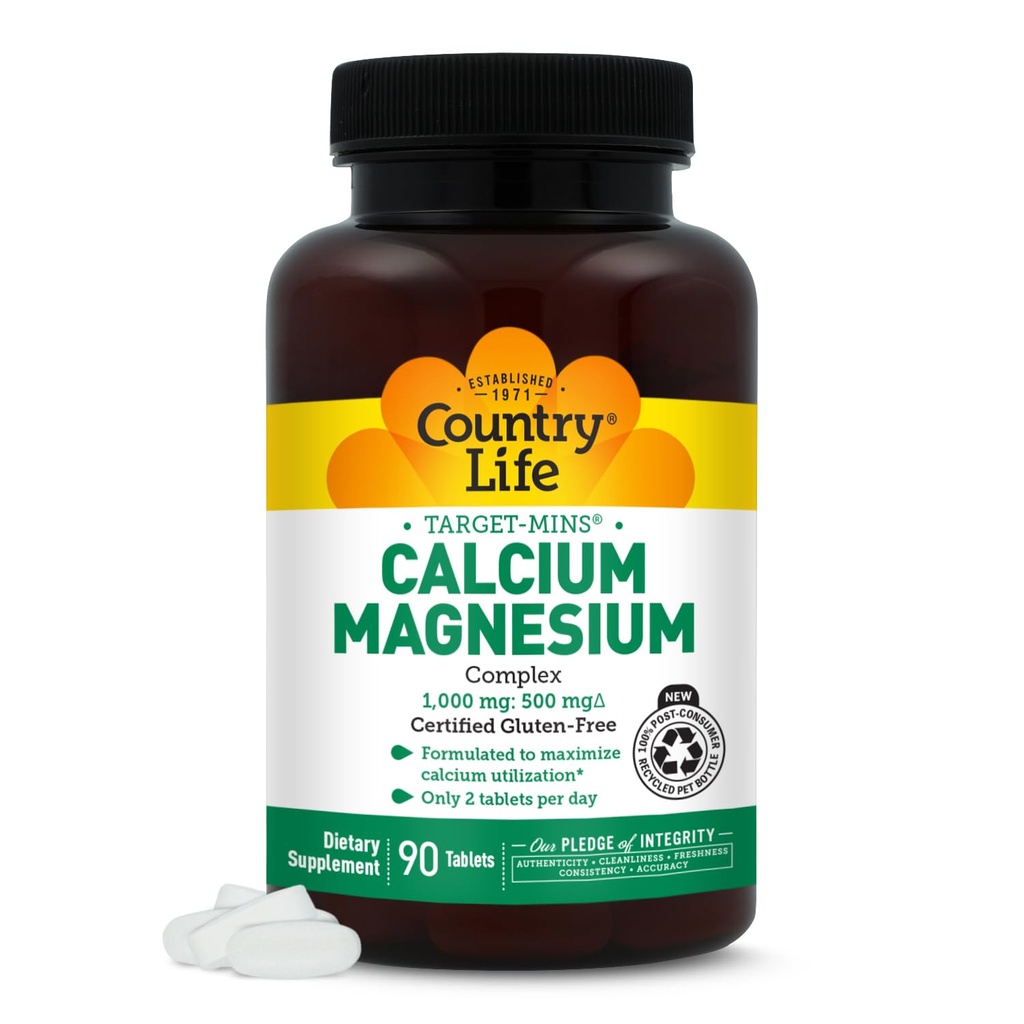 Krajina Život Target-Mins kalcium Magnézium Complex 1000mg/500mg, 90 tabliet, Certified Gluten Free, Certified Vegan, Certified Non-GMO Overené