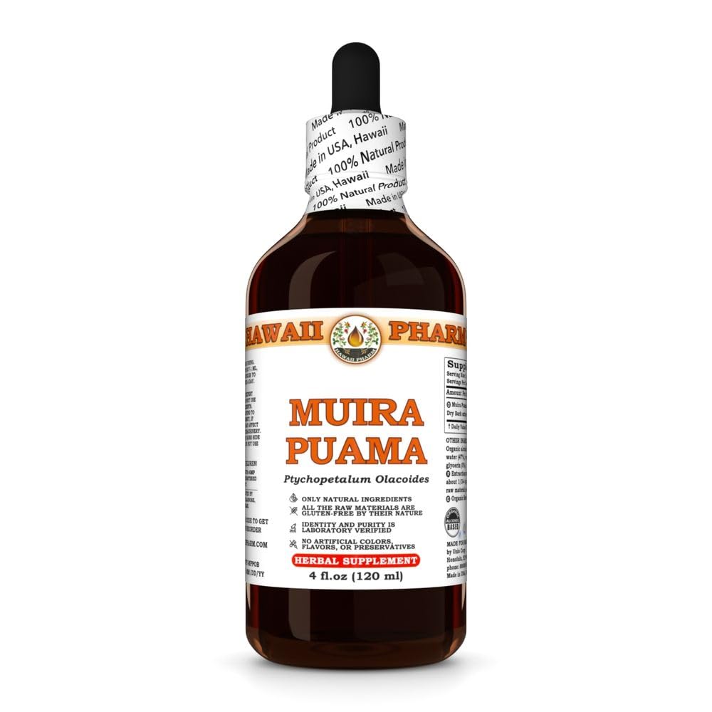 Hawaii Pharm Muira Puama extrakt, Tinktúra pre zvýšenie túžby a energie, podporuje pamäť, podporuje pokoj, zlepšuje cirkuláciu, znižuje tmavé kruhy, povzbudzuje vitality - 4 fl.oz