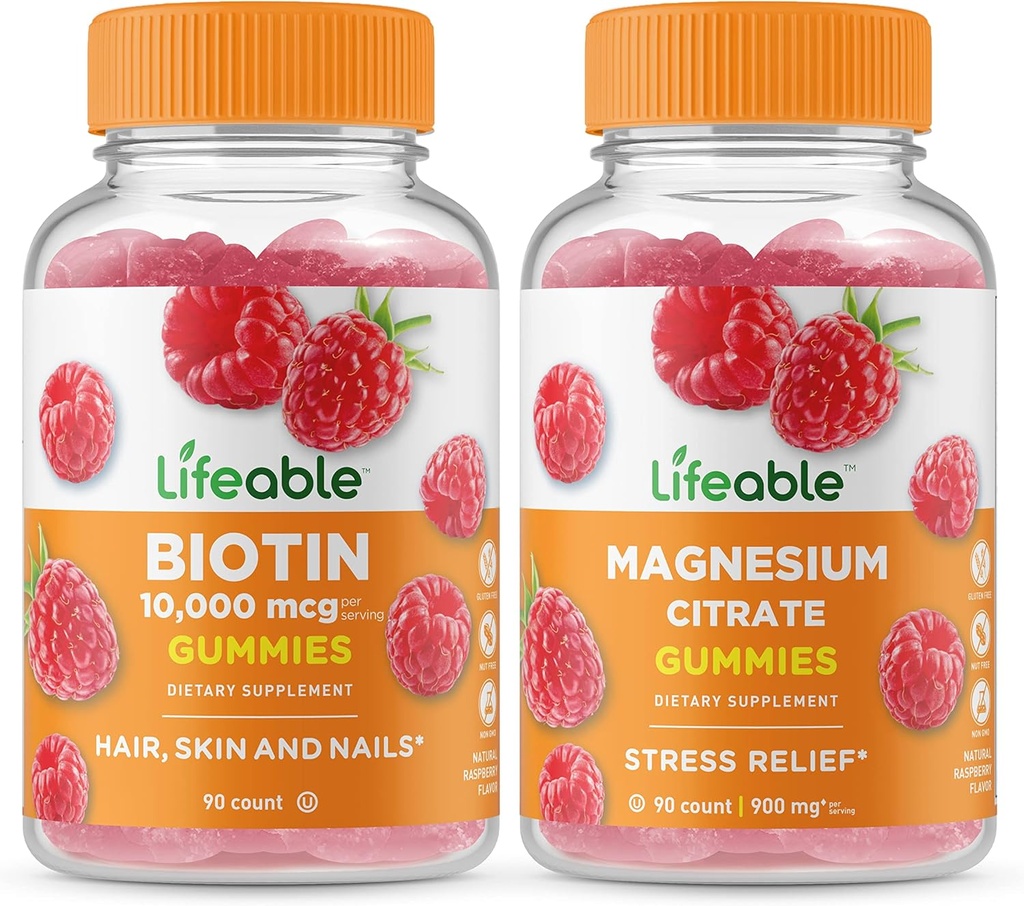 Životaschopný biotín + horčík, Gumičky Bundle - veľké ochutnávky, vitamínové doplnky, bez lepidla, bez GMO, žuvacie