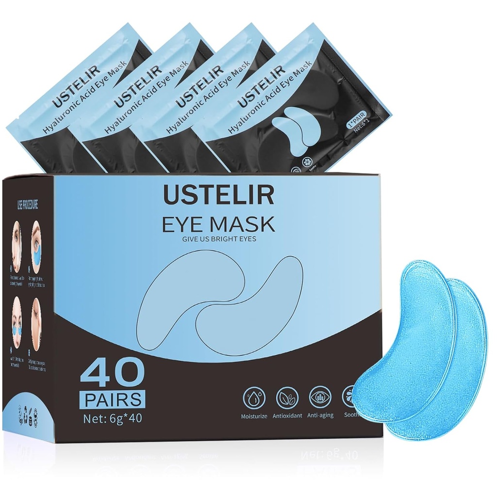 Pod očnými záplatami 40 párov očnej masky pre tmavé kruhy, opuchnuté oči, vrecúška pod očami, vrásky, Eye masky s kyselinou hyalurónovou, starostlivosť o pokožku o oči pre mužov a ženy dar