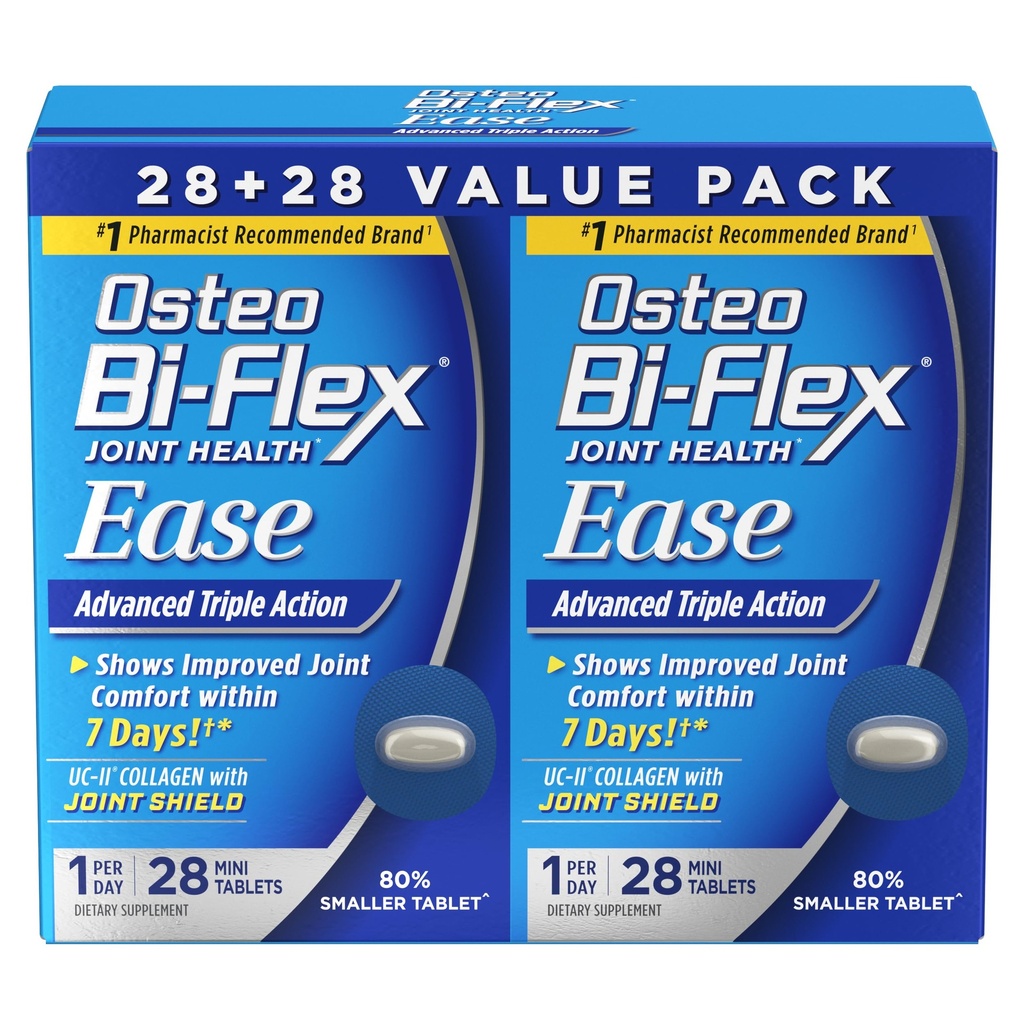 Osteo Bi-Flex Ease Advanced Triple Action with Vitamín D Joint Supplements, Mini-Tablets, 28 gróf, Balíček po 2