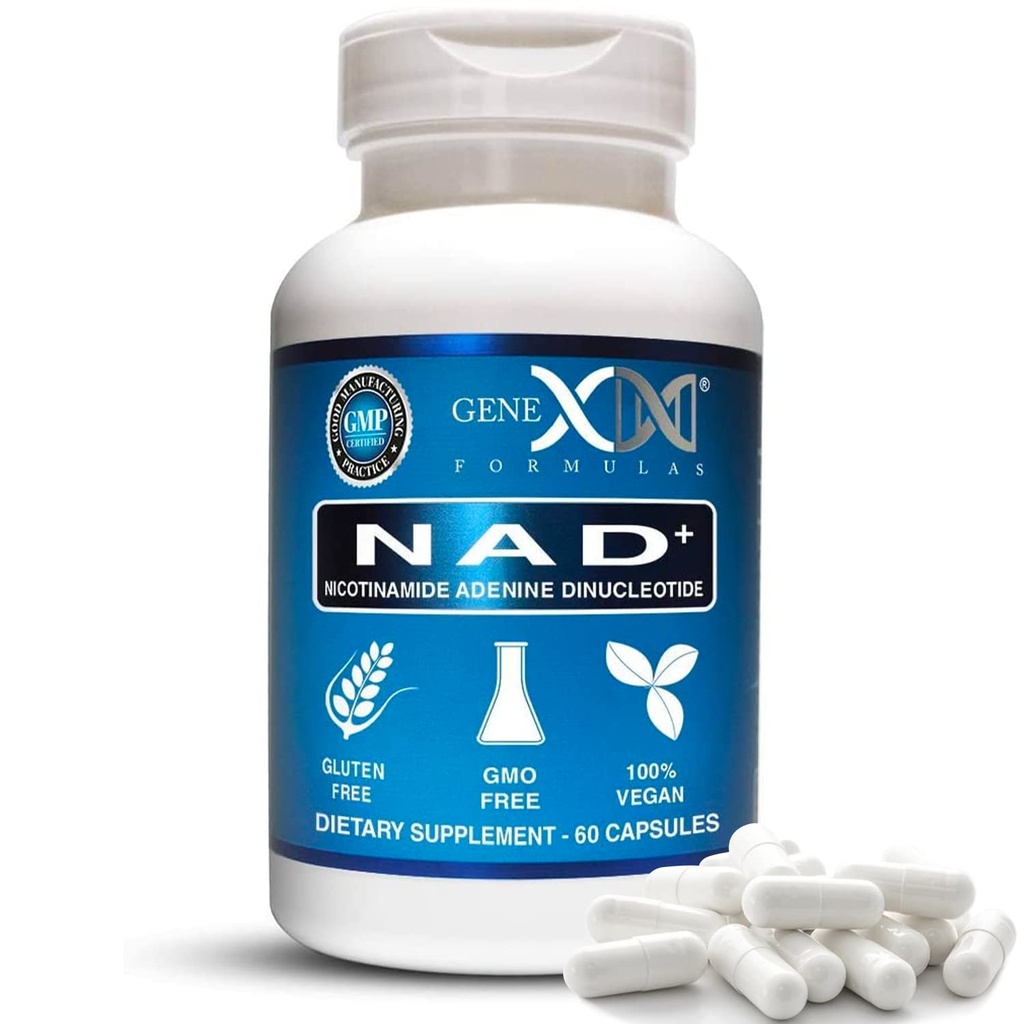Genexové vzorce NAD+ 250 mg Podávanie 60 kapsúl Nikotínamid Adenín Dinukleotid (Aktuálny NAD+ Nie je prekurzor) (1)