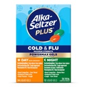 Alka-Seltzer Plus Power Max Cold & Flu Day+Night Medicine: Kašeľ Potláčač, Cold and Flu Medicine Pre dospelých a deti 12 Roky a staršie, 36 Počet, Balenie May Vary