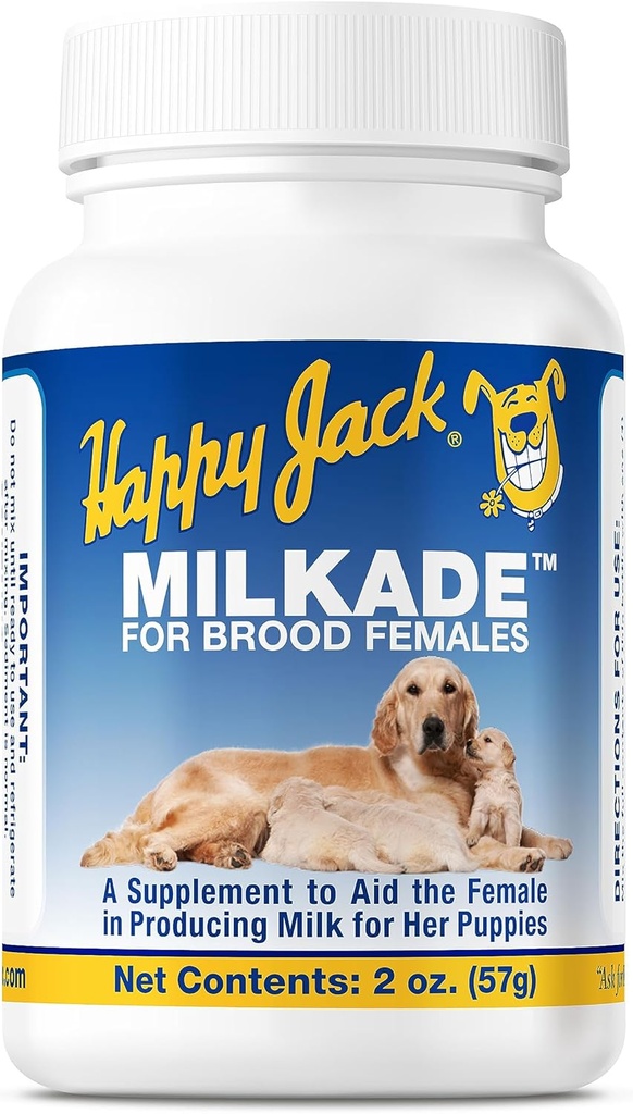 HAPPY JACK Milkade pes Chov a ošetrovanie dodávky, Mliečna výrobná pomoc pre ženy a zdravé horké, tehotné prenatálne vitamíny s vitamínom B1 (2 oz)