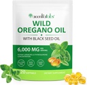 Olej z Oregano s olejom z čierneho semena,Oil of Oregano Softgels 6000mg per Serving,2 v 1 Formulované s olejom z čierneho semena 200mg,Organic Oregano Oil,Gluten Free,Dairy Free,120 Počet (1 balenie)