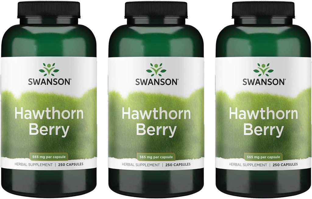 Swanson Hawthorn Berry Supplement- Antioxidant Flavonoidy (250 kapsúl, 565 mg každé balenie) 3 balenia