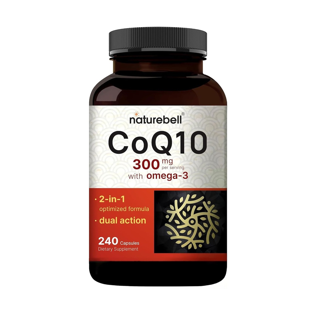 NatureBell CoQ10 300mg s Omega 3, 240 Kapsule - 120 Day Supply 