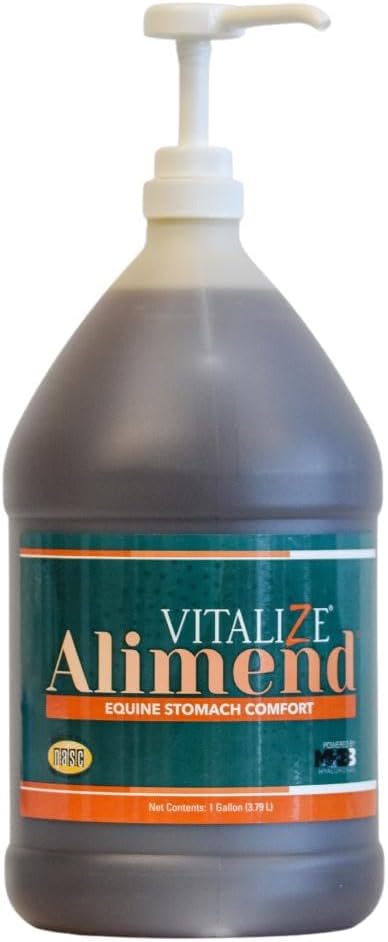 Vitalize Alimend - Horse Gastric & Equine Ulcer Support Solution, Probiotiká & Digestive Supplements Alternatíva, Horse Váha Gain Supplement, 128 Fluid Ounce (3785ml)