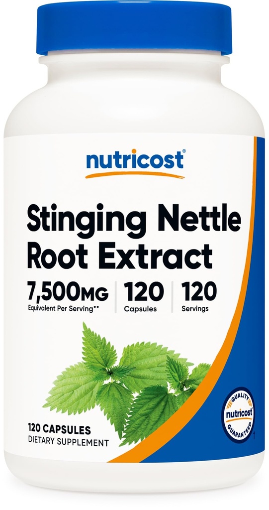 Nutricost Stinging Nettle Root Extract 7500mg Ekvivalent, 120 Kapsule - Vegetarian Friendly, Non-GMO, Gluten Free