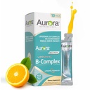 Aurora Nutrascience Mega-Lipozomal B-Complex + vitamín C, podporuje energiu, Immune & Nervový systém Zdravie, Gluten Free, non-GMO, bez cukru, Orange Flavor, 10 Single Serve Pakets