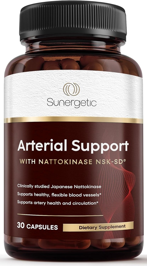 Sunergetic Premium Nattokináza Supplement for Arterial Support - Nattokináza 2000 FU (NSK-SD) Pycnogenol, Pomegranate & Beets - 100mg Nattokináza pre Artery Health, Heart & Blood Title 30 Kapsule