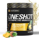 ONESHOT Pre Cvičenie prášok pre mužov a ženy - BCAAS Aminokyseliny doplnok prášok, 200 mg kofeín, Beta Alanyne prášok, Citrulín malate preworkout prášok - Ananás Mango - 30 Serviv