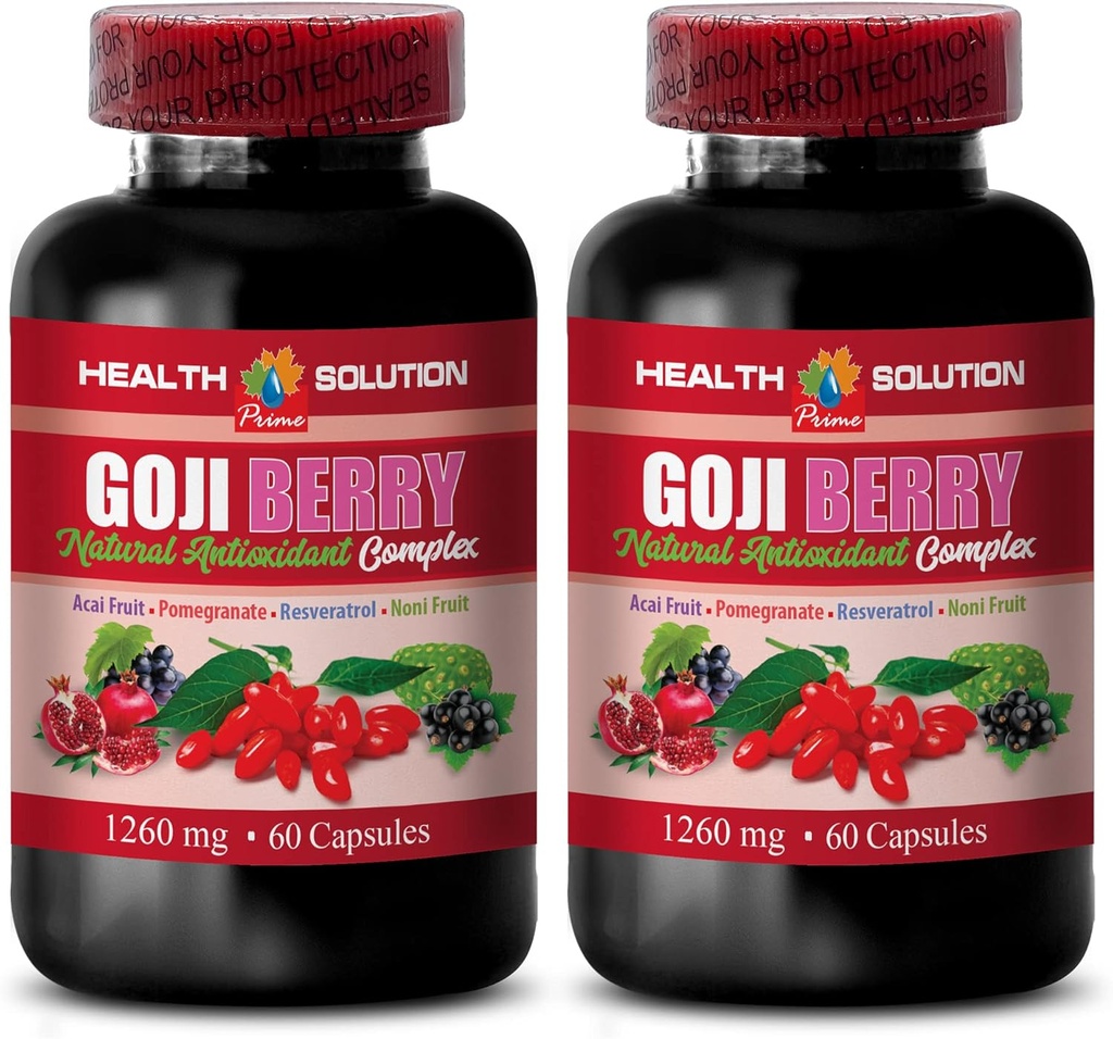Mozog a pamäť Power Boost - Goji Berry - Natural ANTIOXIDANT Complex, Immune Support, Noni Supplement Pills, Mangosteen Extract, acai Berry, superfruit Complex, Energy Booster, 2 fľaše 120 Caps