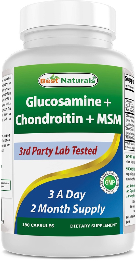 Najlepšie prírodné Glukozamín Chondroitín a MSM (Non-GMO) - Podporuje spoločné zdravie - 180 Počet