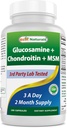 Najlepšie prírodné Glukozamín Chondroitín a MSM (Non-GMO) - Podporuje spoločné zdravie - 180 Počet
