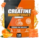 Monohydrát kreatínu Gummy pre mužov a ženy, 4g monohydrátu kreatínu na porciu pre maximálnu silu, výkon, bez cukru, Vegan, doplnok pred cvičením (120 počet)-Orange