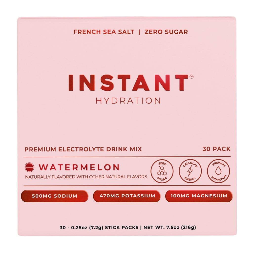 Instant Hydration Electrolytes Powder Pakets - Watermelon Electrolyte Drink Mix - Zero Sugar - Keto, Vegan, Gluten-Free, Non-GMO - Boost Recovery, zdravie mozgu, Podpora svalov a tkanív- 30 Sticks