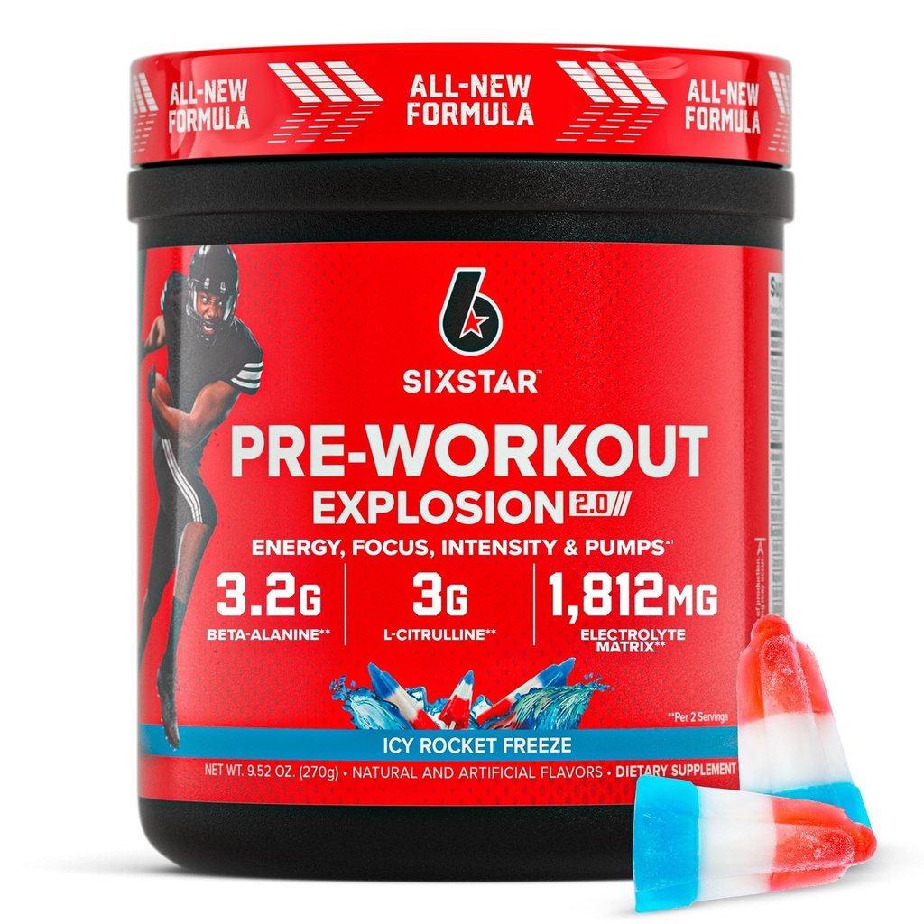 Powder Six Star pre-Workout pre mužov a ženy, ICY Rocket Freeze (30 Servings) - Preworkout Explosion 2.0 Energy Powder Drink Mix s Beta-Alanine a kofeín - Športové Nutrition Supplement Products