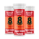 8Greens Supergreens Tablety Super Greens Powder Superfood Tablety, Metabolizmus imunita & Focus, Denné Greens šumivé tablety, Organické: Aloe Vera, Spirulina, Chlorella, Krvavá Orange, 30 Servis