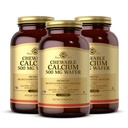 Solgar Chewable Calcium 500 mg - 120 Wafers, balenie po 3 - Podporuje muskuloskeletálne zdravie - non-GMO, Vegan, Gluten, pšenica a mlieko zadarmo, Kosher - 180 celkové služby