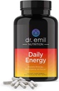 DR. EMIL NUTRITION Daily Energy Supplement - Bezcukrové pilulky s 160 mg kofeínu naservírovanie - Energy Booster & Focus Supplement with Guarana Extract, L-Taurine & L-Theanine