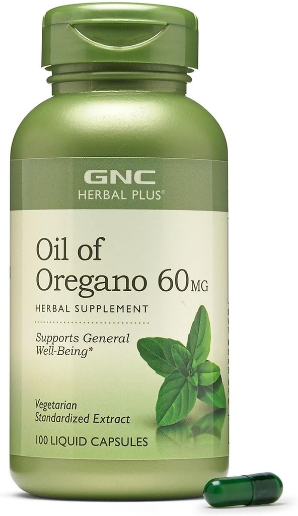 GNC bylinné Plus olej z Oregano 60mg doplnok, Vegetarián, podporuje všeobecné dobre Being, 100 slúži
