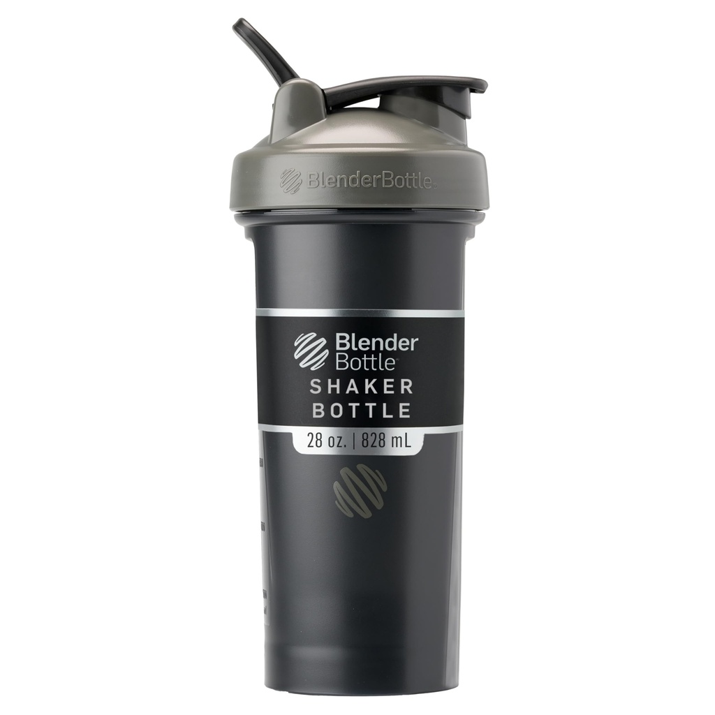 BlenderBottle Classic V2 fľaša Shaker Ideálny pre proteínové Shake a pre cvičenie, 28-Ounce, sivá/čierna, čierny tieň