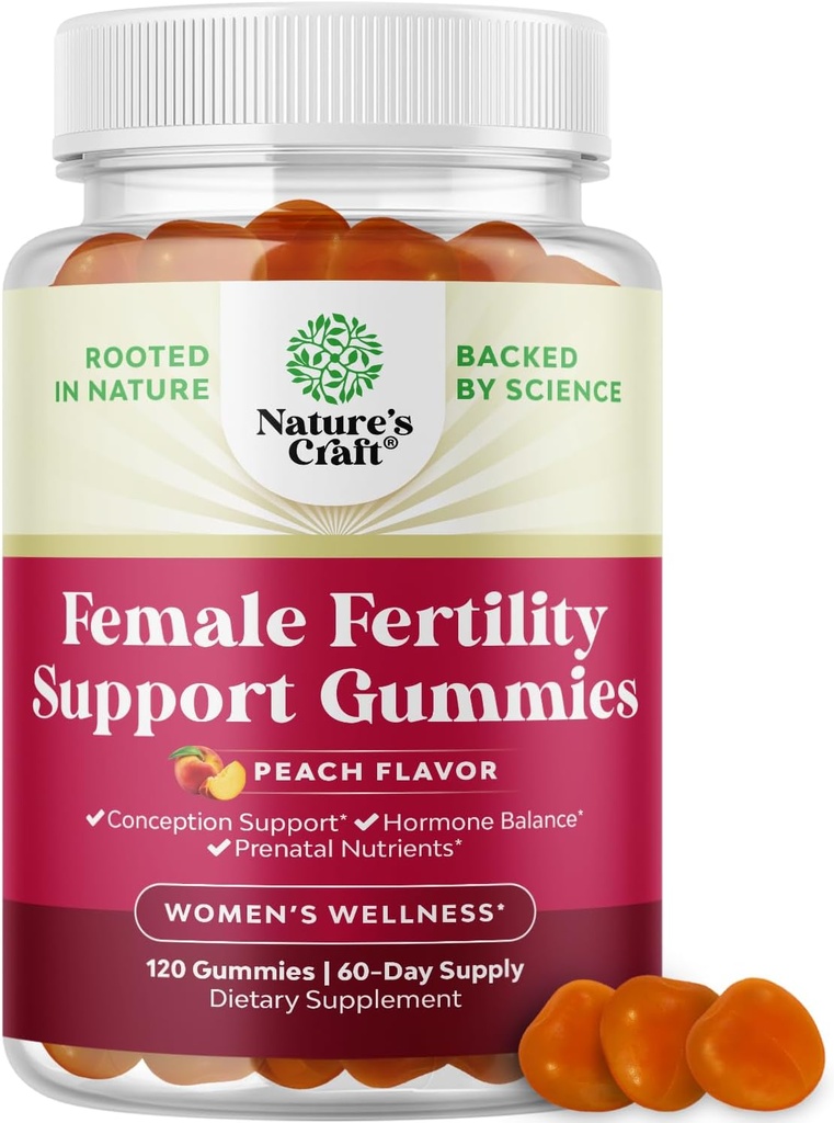 Plodnosť Gummy pre ženy sa snaží Conceive - Yummy Gummy plodnosť doplnok pre ženy s Myo-Inositol kyseliny listovej & Vitex Chasteberry - Vegan Non-GMO & Gluten Free - Šťavnatá broskyňa (60 Servings)
