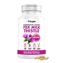Vitapia Organic Milk Thistle Extract 70:1 Supplement - Pečeň Clean Detox & Repair, Pečeň Zdravie Podpora, Antioxidanty - 120 Vegan Kapsule, Non GMO, Gluten Free