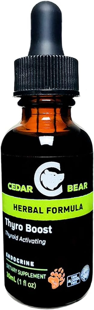 Cedar Bear Thyro Boost tekutý bylinný doplnok, ktorý pomáha aktivovať a budovať funkcie štítnej žľazy a štrukturálne integrity 1 Fl Oz