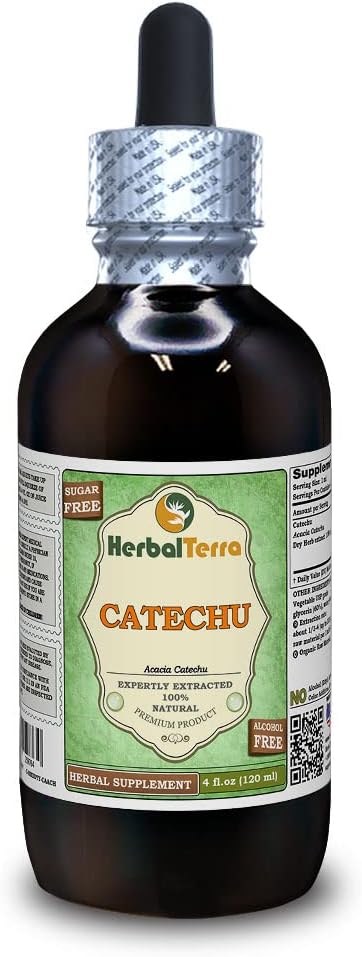 Catechu (Acacia Catechu) Glycerit, sušený rastlinný tekutý extrakt bez obsahu alkoholu (názov brand: bylinný terapeut, hrdo vyrobený v USA) 4 fl.oz (120 ml)