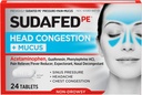 Sudafed PE Head Congestion + Muscus Tablety na sínusový tlak, bolesť a kongesciu, 24 ot