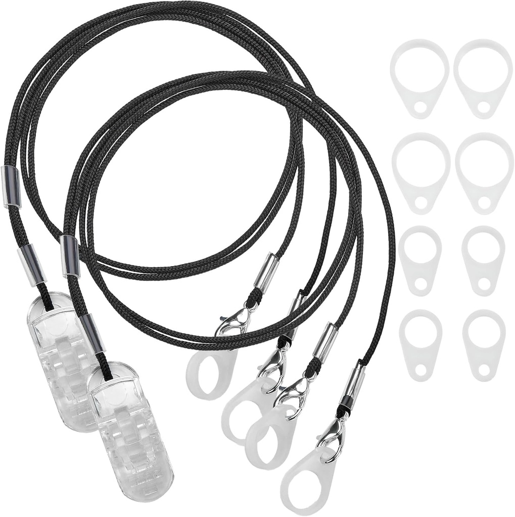 MEDca sluchové klipy - ochranný držiak s anti stratený lanyard Cord - lano s slučkami a klip a bezpečnosť Clip Ideálne pre za uchové sluchové pomôcky a osobné zvukové zosilňovače, (Sack of 2)