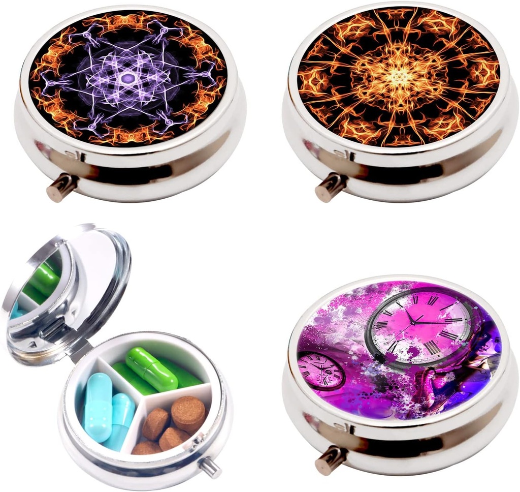 3ks Pill Box,3 Compartment Malá tabletka Prípad pre Purse, Cute Mini Medicine Organizátor Cestovanie Organizátor pilulky, Portable Pill Kontajner a medicína Vitamín Organizátor