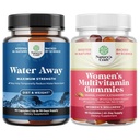 Bundle of Water Away Pills - Fluid Retention Supplement with Dandelion Leaf Extract for Bloating Relief - Kapsule od Noha & nohy Opuch a Dámske multivitamínové Gummy pre dospelých Energia a imunita