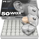 PQ Wax ušné zástrčky pre spánok, plávanie - 50 hlučnosť zrušenie silikónový gél Wax ušné zástrčky, ochrana ucha pre spánok a plávanie, mäkké wax plutievky so zvukom blokovanie úroveň 32Db, (50 vankúše), farba: biela