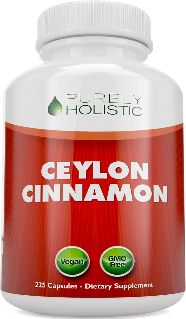 Čisto holistické Ceylické Škorica Kapsule 1500 mg, 225 Vegan Škorica Kapsule, 75 Day Supplement (25% viac Servings), Pravá Srí Lanka Ceylon Škorica Supplement