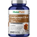 NusaPure Cordyceps 20:1 Extract, 150 mg Equivalent to 3 000mg 200 Veggie Capsules (Sinensis CS-4, Non-GMO, Vegan) Bioperine