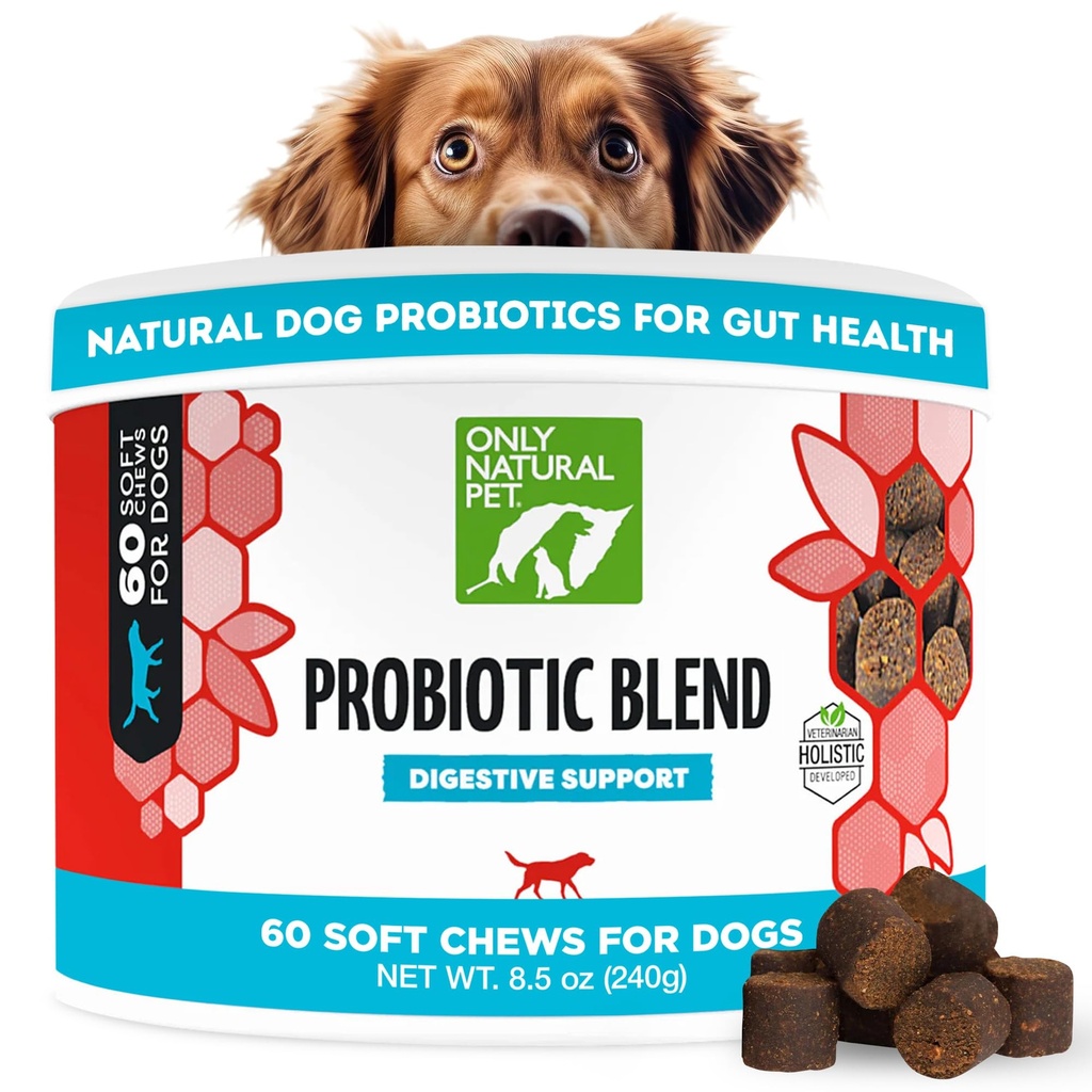 Len Natural Pet Probiotic Pes a Cat Supplement - Digestive & Gut Health Enzyme Formula, Puppy & Canine Digestive Chews, Best for Žalúdok Relief & Gas Aid - Soft Chews, 60 Gróf.