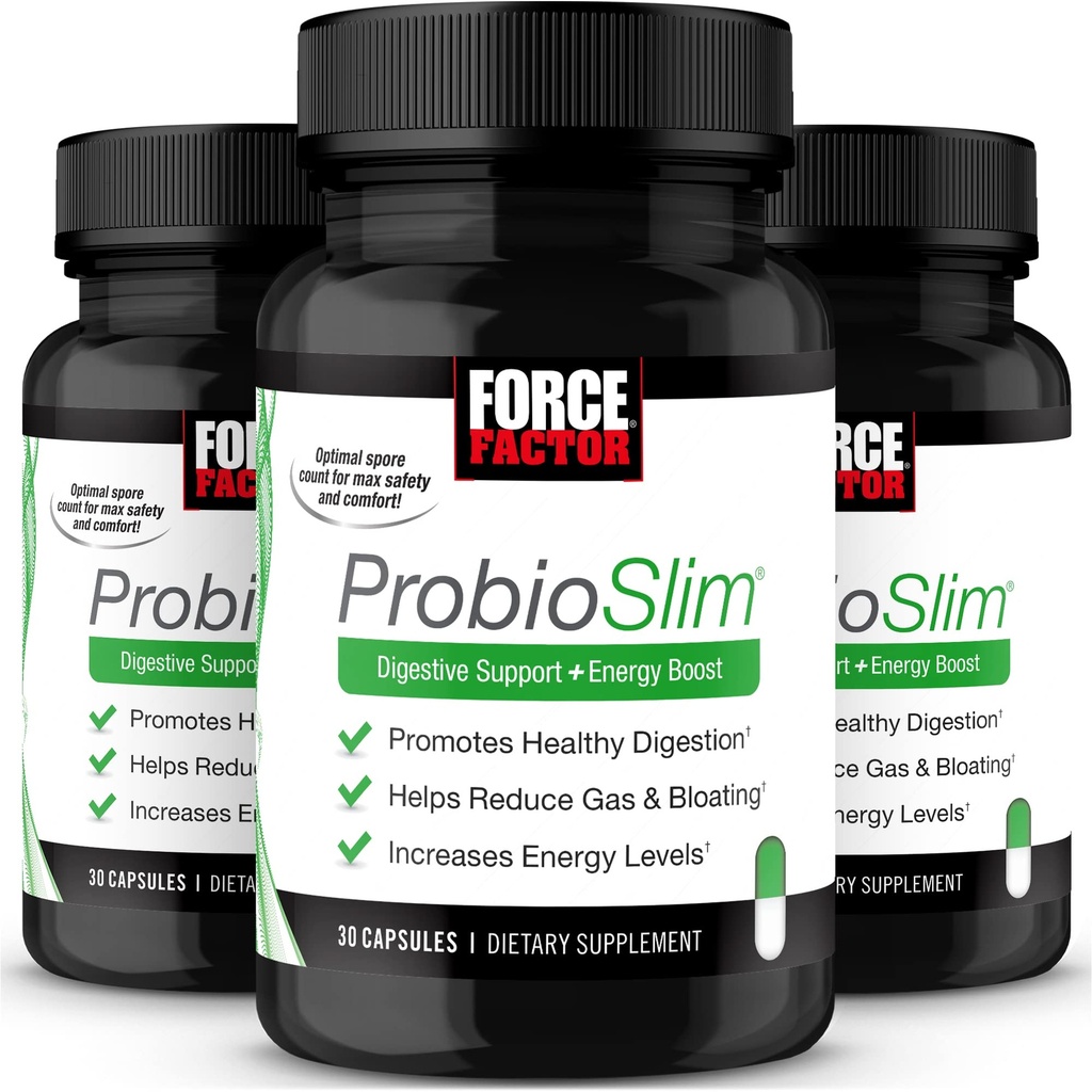 Force Factor ProbioSlim, Probiotický doplnok pre ženy a mužov s probiotikami a extraktom zo zeleného čaju, Znížiť plyn, Bloating, Zápcha, Podpora Tráviace zdravie a zdravie Gut, 30 Počet (Pack of 3)