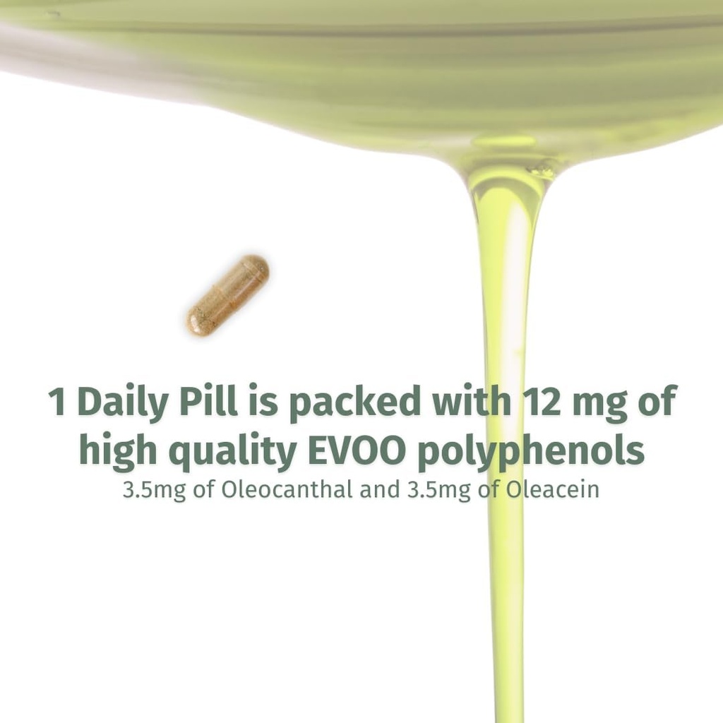 OleocanTM kapsuly - 90-dňová zásoba - Premium EVOO Polyfenol Supplement - 3,5 mg Oleocanthalu a 3,5 mg Oleaceínu - široké spektrum