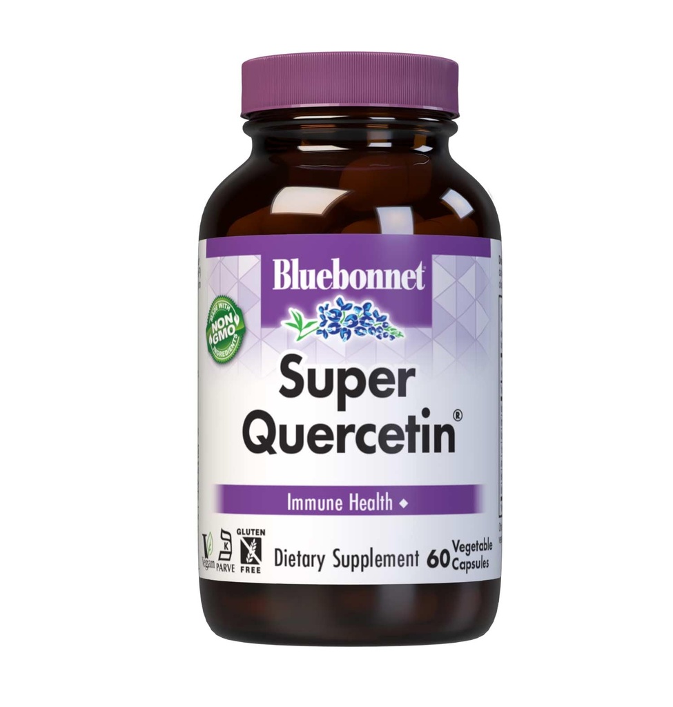 Bluebonnet Nutrition Super Quercetin Rastlinné Kapsule, Vitamín C Formula, Najlepšie pre Sezónne a imunitné podpory, Non GMO, Gluten Free, Soy Free, Milk Free, Kosher, 60 Rastlinné Kapsule
