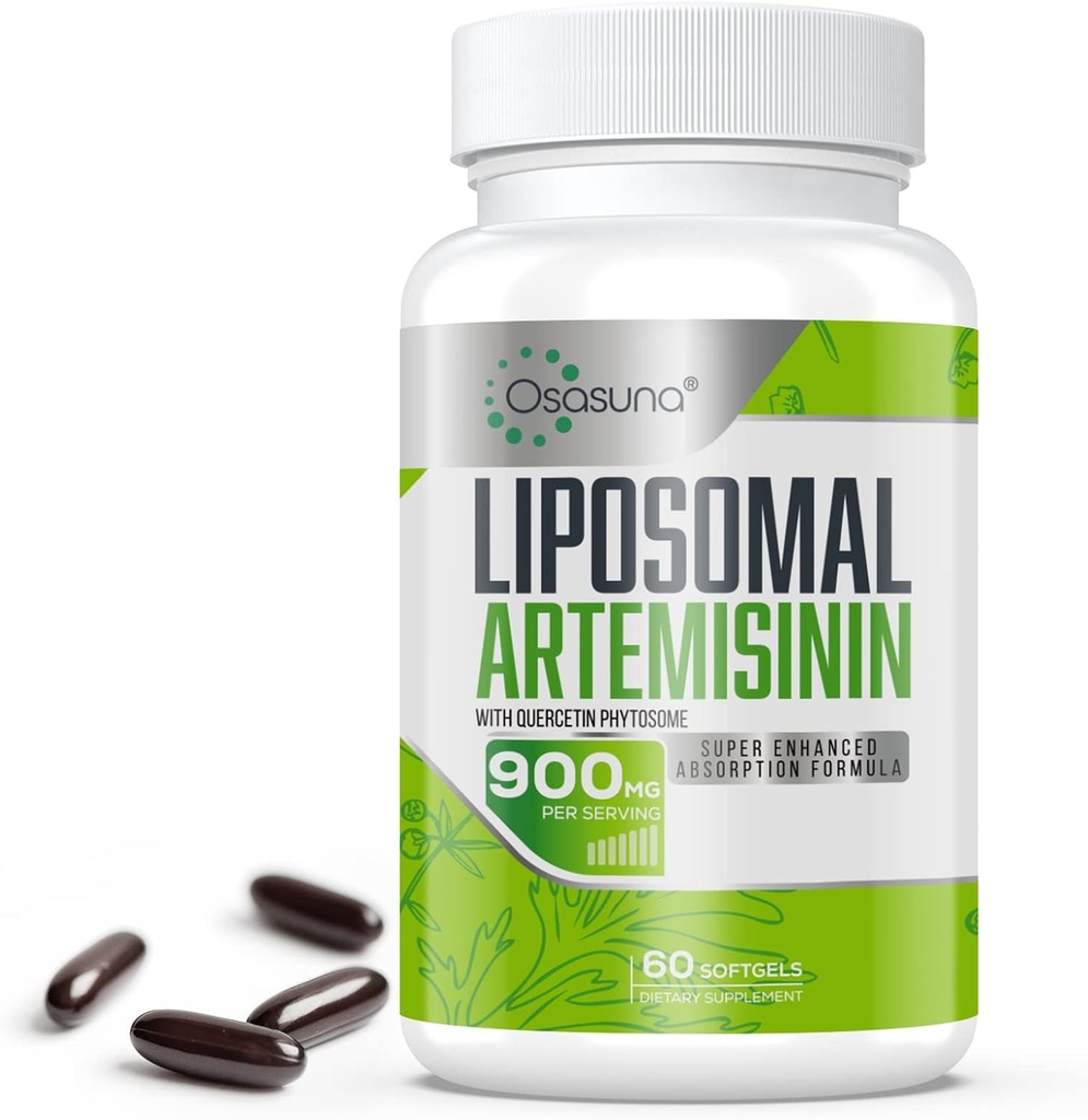 900 mg Lipozomálne Artemisinín pre maximálnu absorpciu, extrakt zo sladkej červice (Artemisia Annua) s Quercetinom Phytozome 200 mg, 60 Softgels - 2 mesiace dodávky