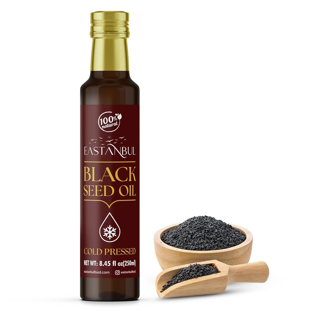 Eastanbul Cold Pressed Black Seed Oil, 8.45 Fl Oz, Premium Black Seed Oil Liquid, 100% Turkey Pure Blackseed, AKA Aceite De Semilla Negra, Kalonji, Nigella, Natural, Vegan