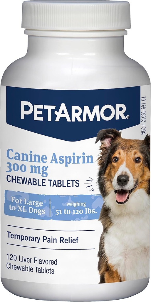 PetArmor Aspirín pre veľké psy, rýchle pôsobenie proti zápalu a úľave od bolesti pre psy, Vet-Quality Joint Support and Pain Meds for Psy, 120 Pečeň Ochutené tablety